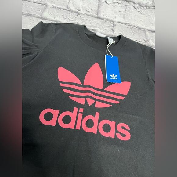 Adidas OG stacked trefoil tee pink new size XS - Picture 4 of 6